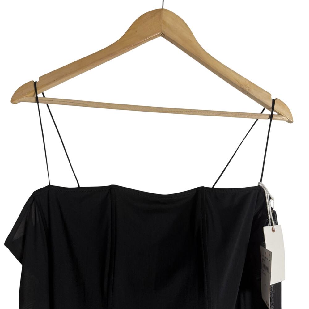 Good American Mesh Mix Corset Thong Straight Neck Black Bodysuit Plus Size 4XL - Picture 4 of 8